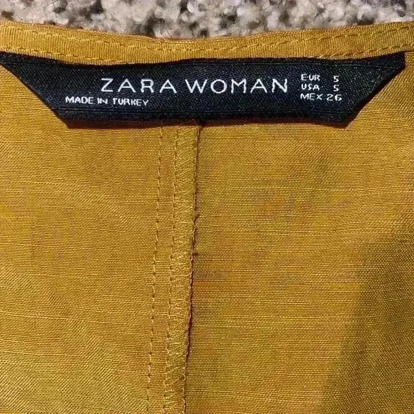 Zara Knotted V Neck Sleeveless Mustard Top Blouse - Image 6
