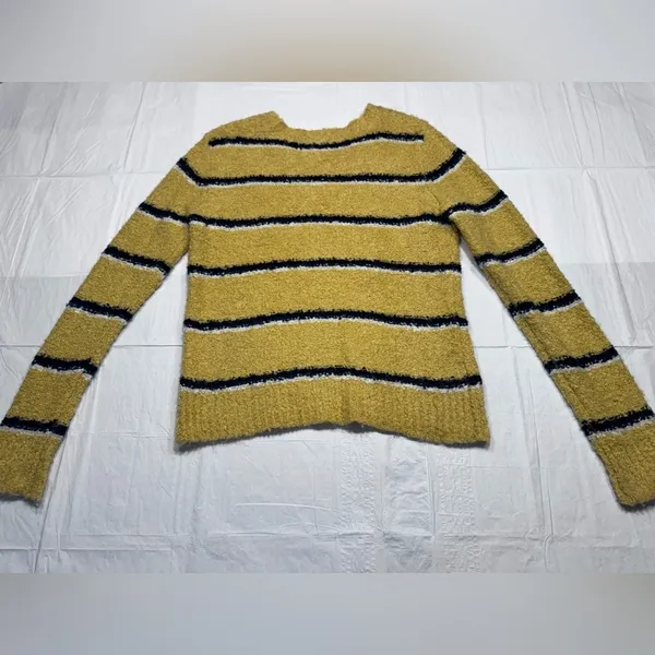 Free People "Best Day Ever" Alpaca-Blend Boucle Stripe Sweater - Image 3