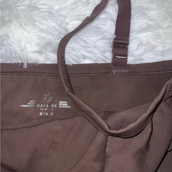 Aerie Chocolate Brown Ribbed Sports Bra Top size Medium - Image 2