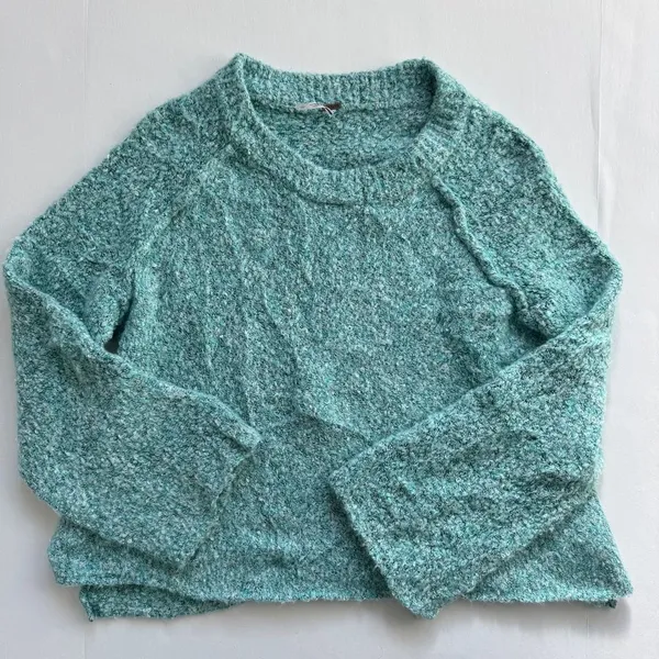 Free People BFF Cocoon Solid Crewneck Sweater Blue Size Large - Image 3