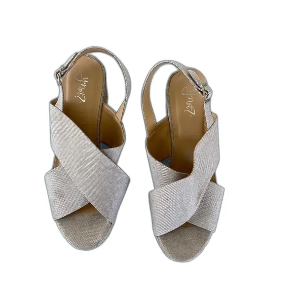 neutral beige espadrille cork platform wedge size 10 - Image 3