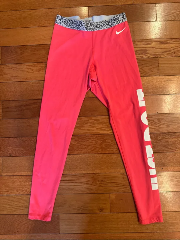 Nike Pro Hyperwarm Neon Pink "Just Do It" Leggings Tights - Size M - Image 2