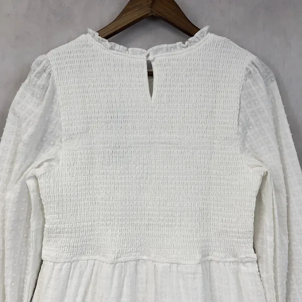 PrettyGarden Smocked Tiered‎ Dress Women Large Swiss Dot Cottage Boho Coastal - Image 5