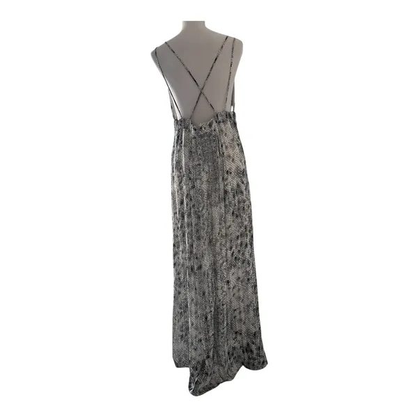 She + Sky Women Size-L Gray White Maxi Dress Snake V Neck‎ Summer - Image 4