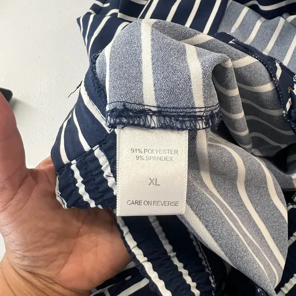 New York & Company Pants Womens XL Navy Blue White Striped Sailor Lace Up‎ - Image 12