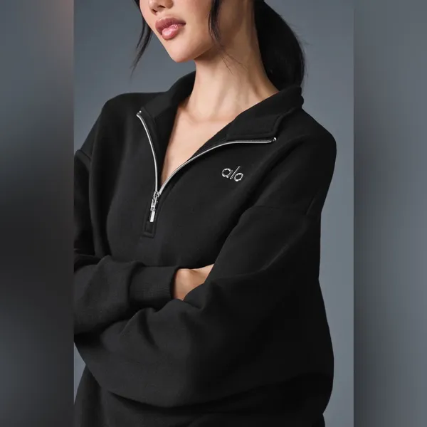 ALO Yoga NWT Accolade 1/4 Zip Pullover Black Size XL - Image 4