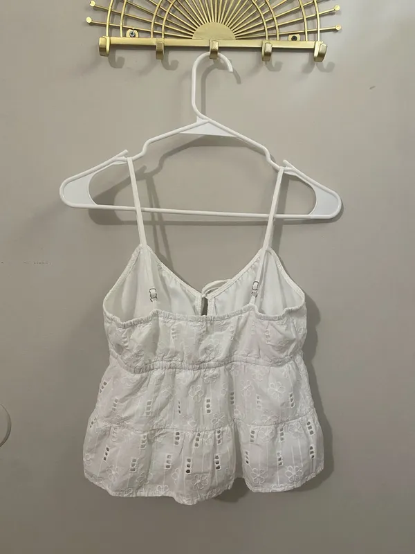 Kirious Los Angeles White Eyelet Tie-Front Cami Top - Image 2