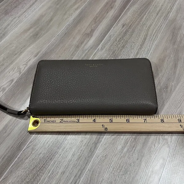 Tory Burch Perry Zip Around Continental Wallet Leather Gray - Image 7