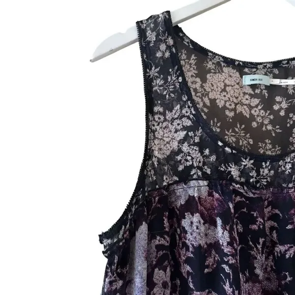 Urban Outfitters Kimchi Blue Babydoll Navy Floral Tiered Mini Lined SZ L #2423 - Image 6