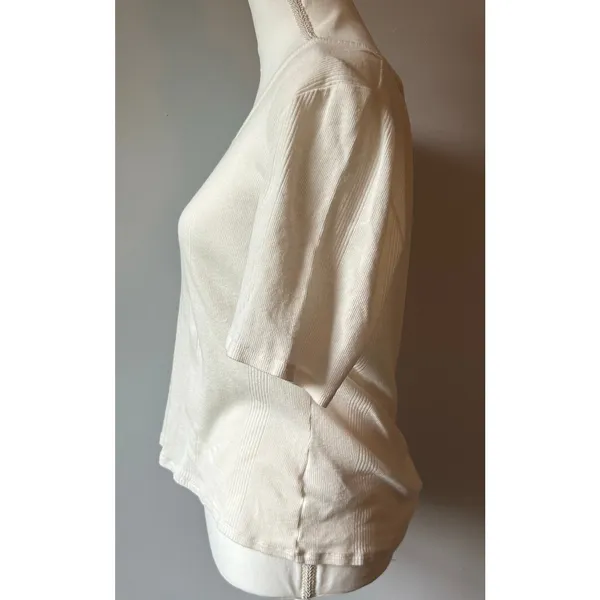 Everlane Pointelle Knit White Cotton Granny Core Cotton Basic Size Large - Image 6