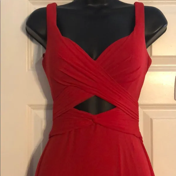 Red Cutout Maxi Dress Sleeveless Formal Evening Gown Size 0 - Image 3