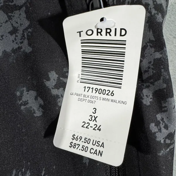 NWT Torrid Happy Camper Abstract Black Gray Print Pants 3X - Image 6