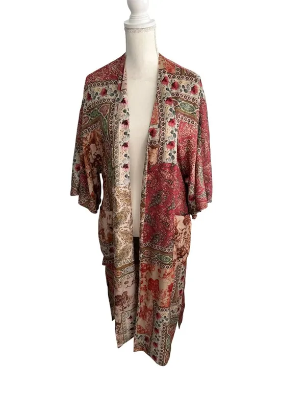 ZARA Reversible Belted Caftan Robe Size Small - Image 4