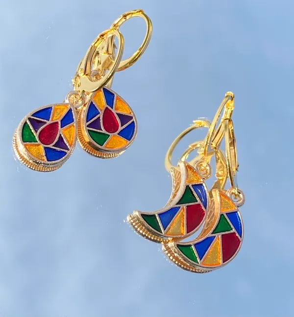 Handmade earrings stained glass look Kawaii dangle earrings unisex NEW🖤🌙 - Image 6