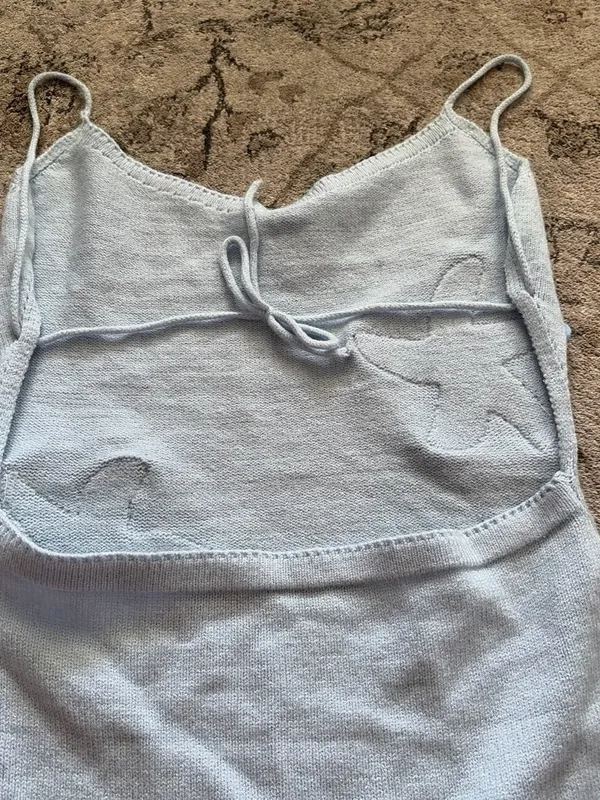 Light Blue Sequin Starfish Cami Knit Dress 🤍🩵 Size XS - Image 2