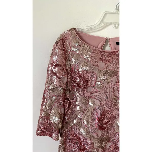 Ark & Co. Sequin Swifty Formal Sequin Mini Dress Pink Size Small - Image 3