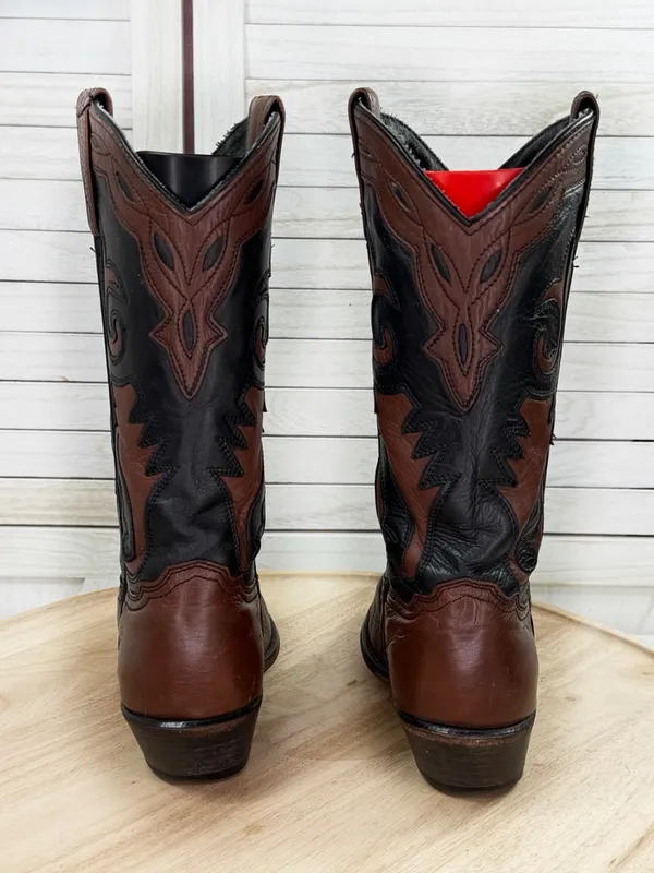Vintage Abilene Western Cowboy Boots 9093 Julie Brown Black Leather‎ Women 7.5 - Image 5