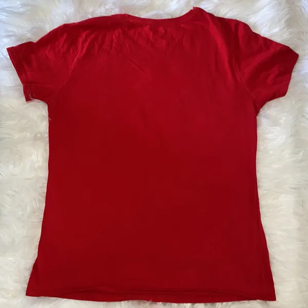 Nike Red and White Athletic Cut Short Sleeve Top - Image 5
