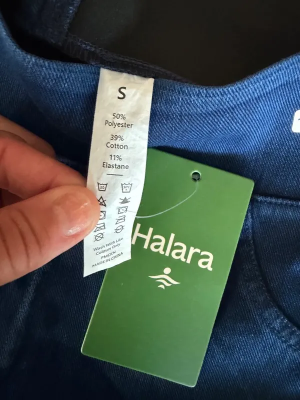 Halara Womens Small Blue High-Waisted Slim-Fit Stretch Pants With Pockets - Image 3