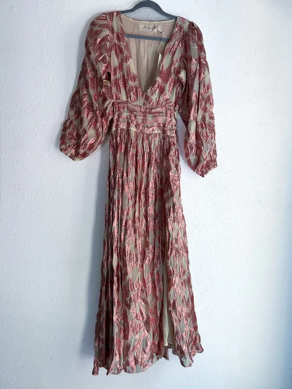 Jen’s Pirate Booty Rising Star Lapis Maxi Dress Pink Metallic NWT XS Fairycore - Image 3
