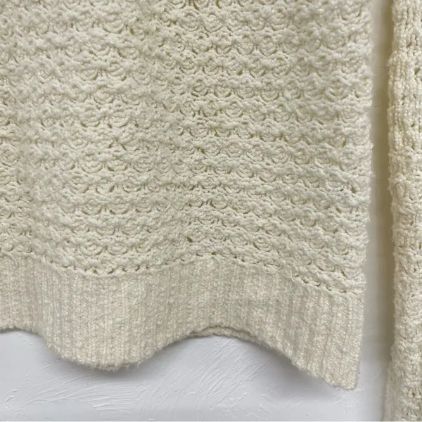 Abercrombie & Fitch Cream Chunky Knit Long Sleeve Sweater Womens S Crochet Boho - Image 6