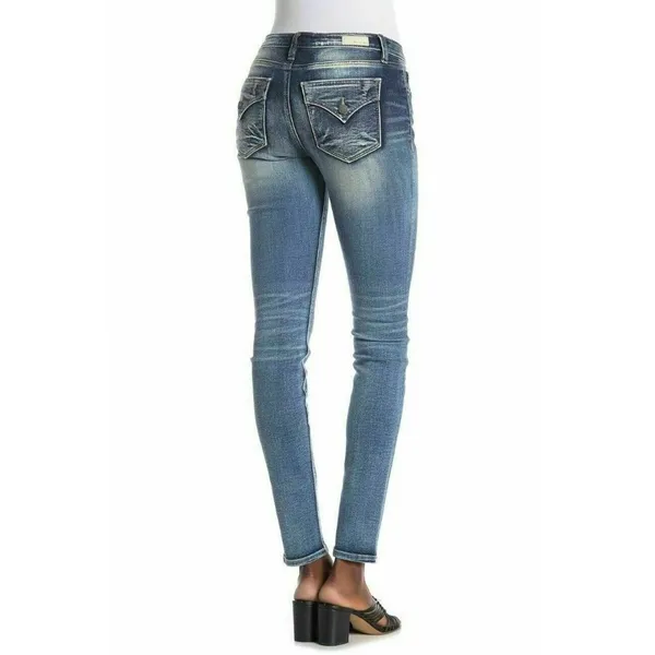 NEW Sz 26/2 MISS ME JEANS WOMEN SKINNY MID RISE FLAP BUTT POCKETS MEDIUM DARK - Image 3