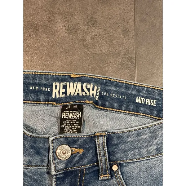 Rewash Distressed Denim Jeans Mid Rise Casual Streetwear‎ B-391 - Image 3