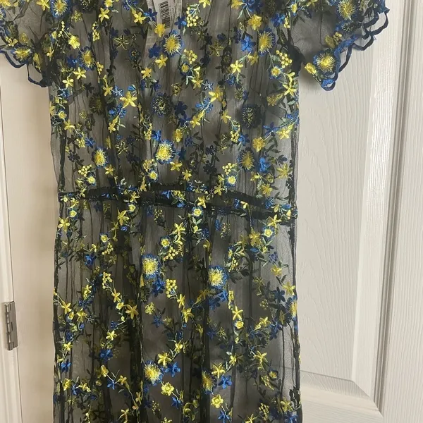 LuLaRoe Deanne II Black Floral Embroidered Maxi Dress Size L NWT - Image 6