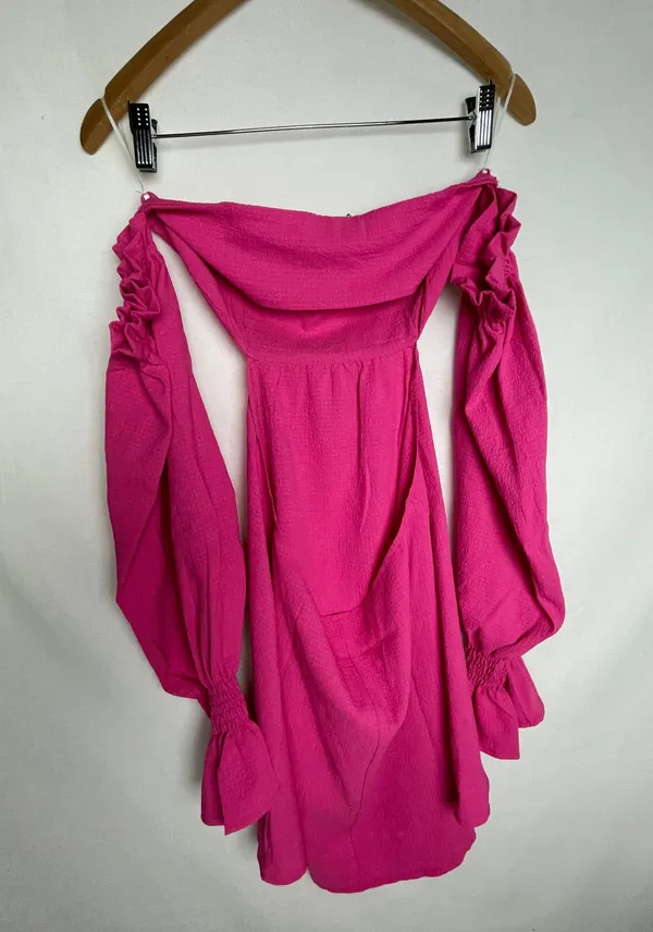Hot Pink Off The Shoulder Dress - Image 7