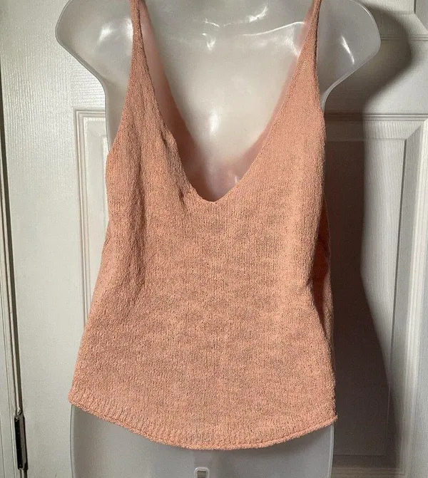 FP Beach Peach Orange Pink Pullover Round Hem Tank NWT Knit Small Casual Preppy - Image 5