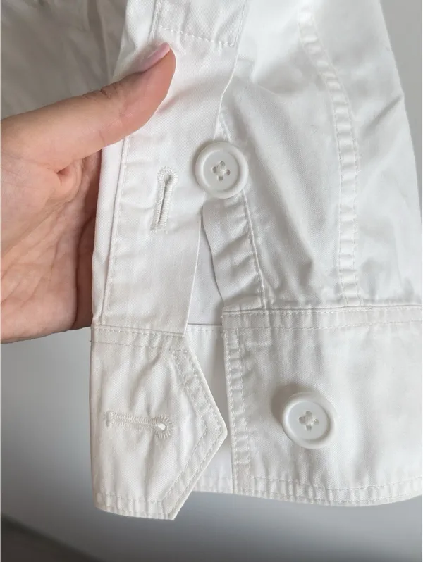 L.L.Bean White Cotton Utility Safari Field Jacket 4 Pocket Button Womens - Image 7