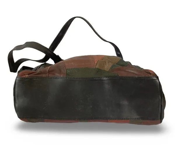 Vintage 90s Leather Patchwork Bag Brown - Image 4