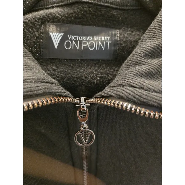 ​Victoria's Secret Bling Rhinestone Size M Crop Quarter Zip Sweatshirt Womens - Image 5