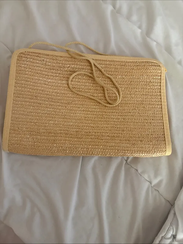 Vintage Woven Straw Crossbody Bag - Natural - Image 2