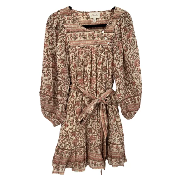 Cleobella Vivian Floral Organic Cotton Mini Blouson Dress Large Boho Cottagecore - Image 2