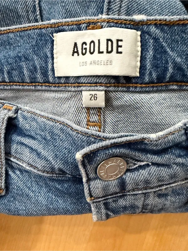 AGOLDE Riley Crop Blue Straight-Leg Jeans - Image 3
