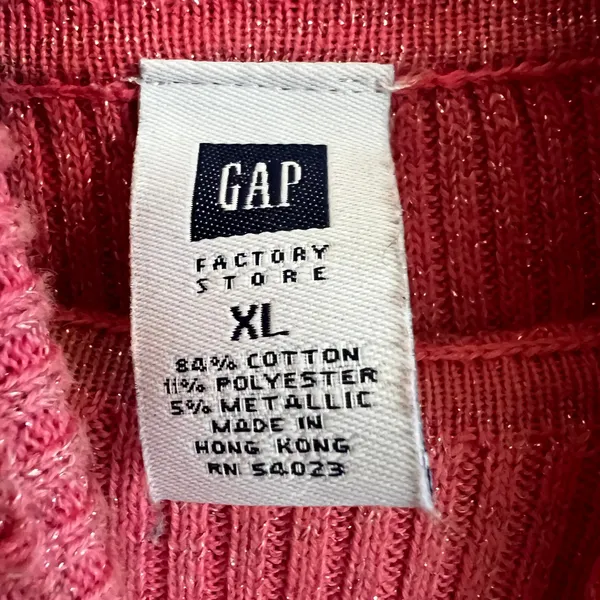 Vintage 90s Gap Pink Sweater‎ Women's Medium Turtleneck Chunky Knit Y2K 2000s - Image 3