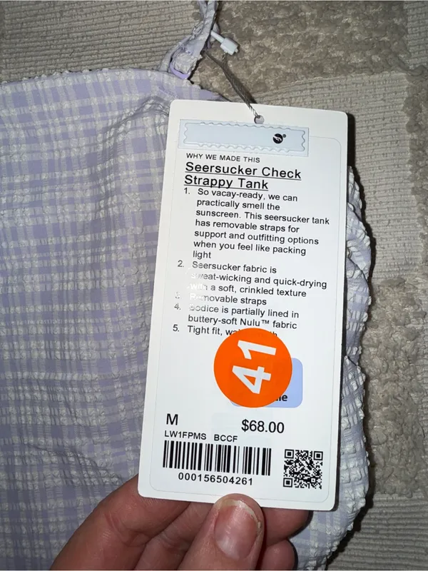 NWT Lululemon Seersucker‎ Check Strappy Tank size M - Image 2