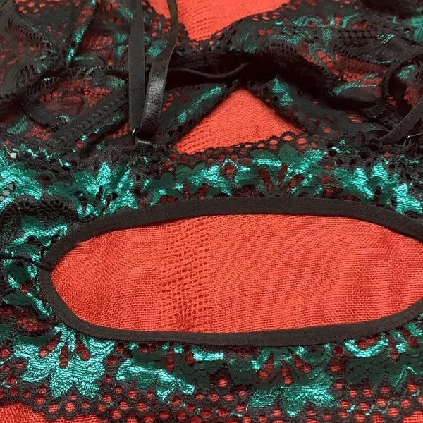 Avidlove Lace Bralette Black/green Mylar Sz M NWOT - Image 3