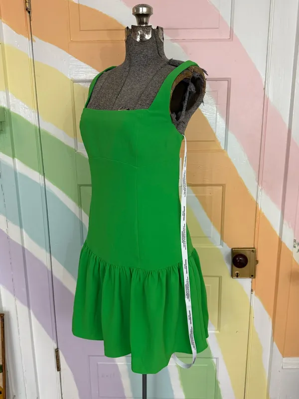 NWT Amanda Uprichard Apple Green Drop Waist Square Neck Mini Dress Sz M 🧡🍄 - Image 4