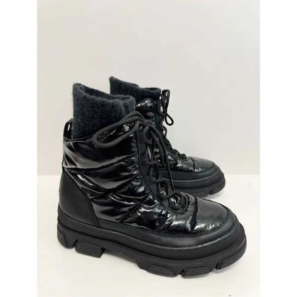 Sam Edelman Boots‎ Size 7.5 Black Lug Sole Tabitha Lace Up Round Toe Winter Boot - Image 2