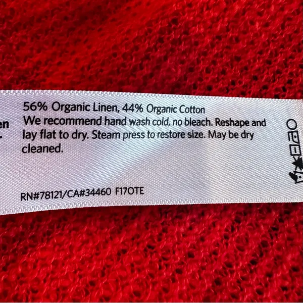 Eileen Fisher Linen V-Neck Sweater Women's Medium Petite Orange Preppy‎ Classic - Image 4