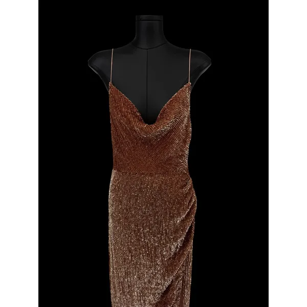 NWT Retrofête‎ Katya Sequin Gown Bronze XS Cowl Neck Maxi Dress $795 - Image 8