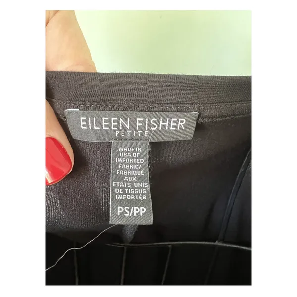 Eileen Fisher Womens Crew Neck 3/4 Sleeve Tee Shirt Black‎ Size PS - Image 2