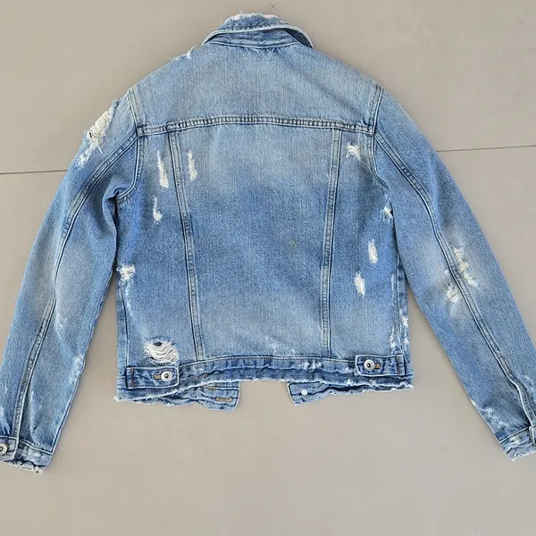 Zara Light Blue Distressed Woman's Jean Jacket Size XS - Image 2