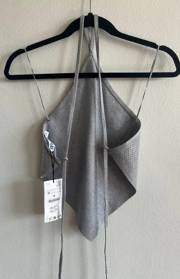 ZARA Open Back Sparkly Crop Top - Image 5