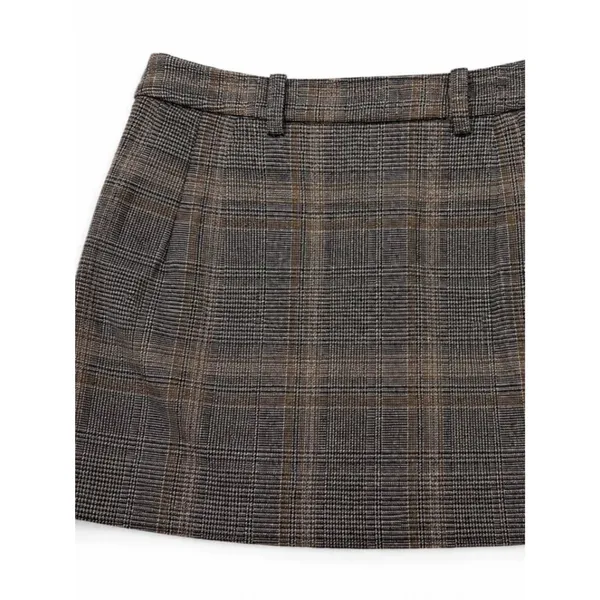 Madewell Size 2 Brown Plaid Mini Skirt Tailored Preppy Academia Fall Office Y2K - Image 4