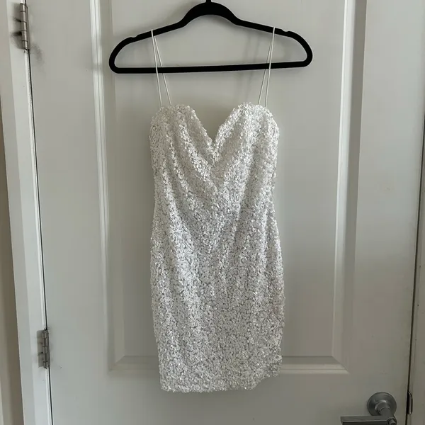 Nookie Confetti Sequin Mini White Bodycon Dress - Image 3
