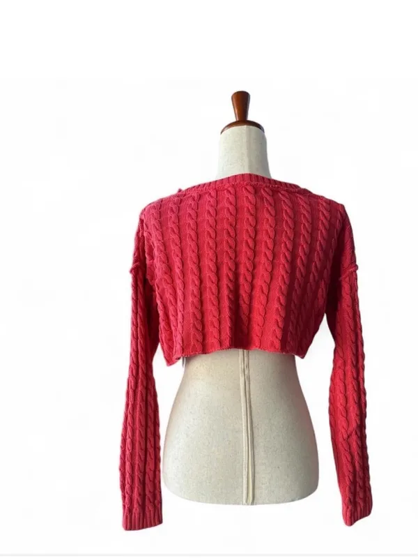 Free People Cable Knit Cropped Sweater - Image 3