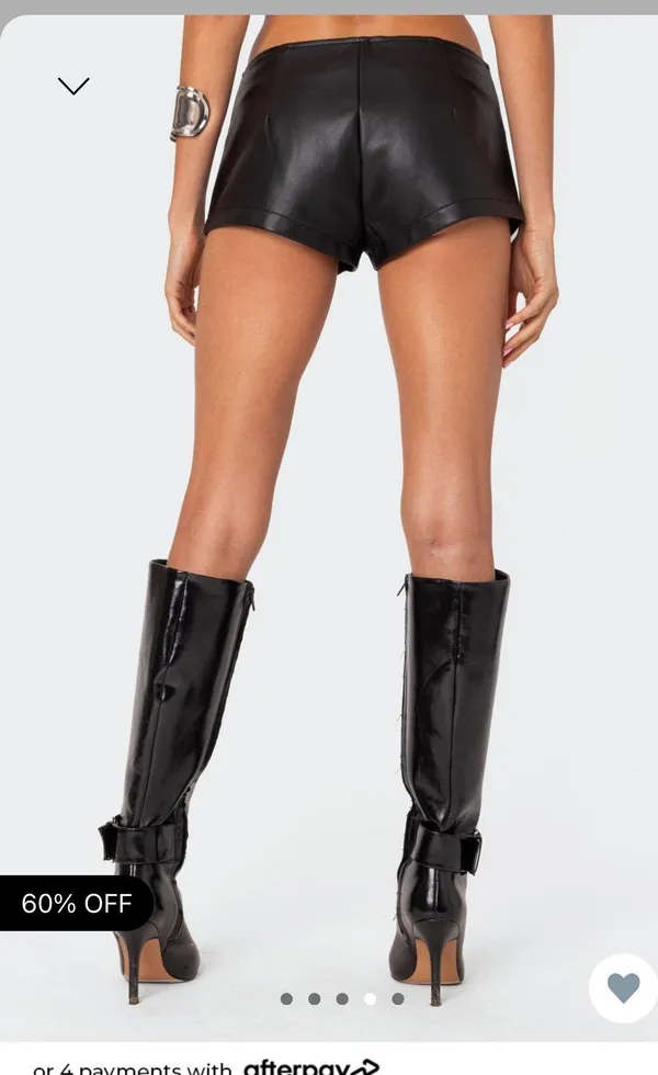Edikted Micro Leather Shorts - Image 3